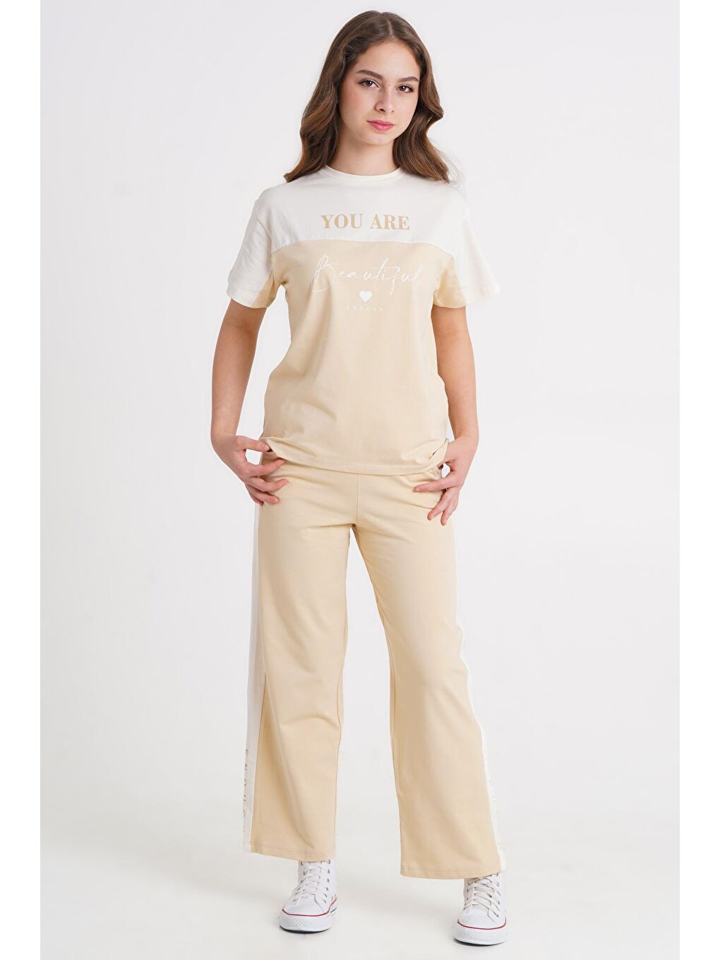 Bej You Are Beautiful Baskı 8-12 Yaş Takım - 2415-1