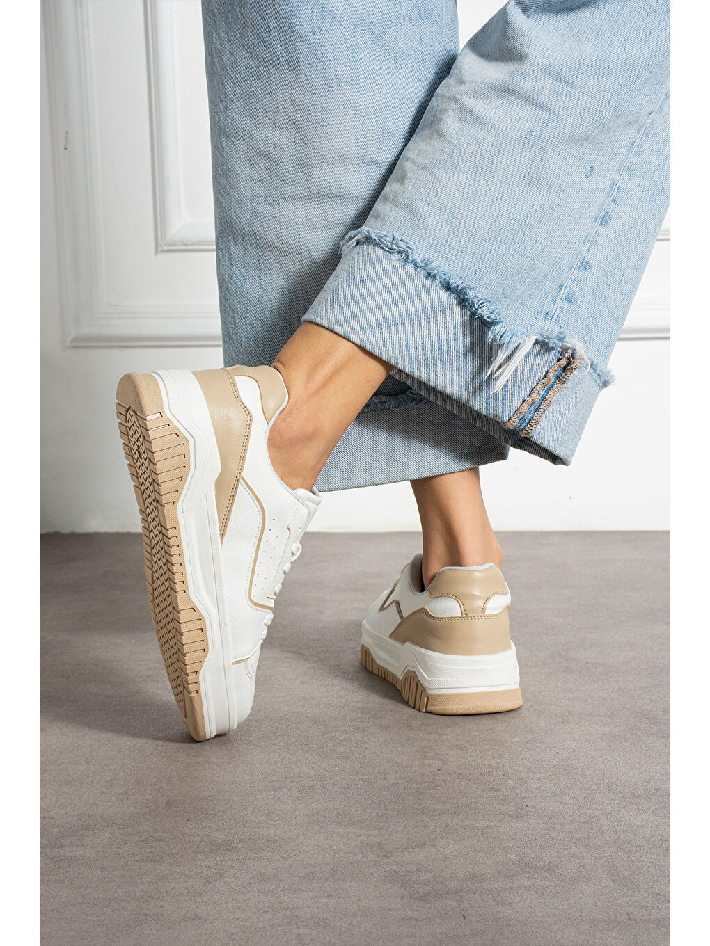 Bej Kadın Günlük Sneaker Spor Ayakkabı-2