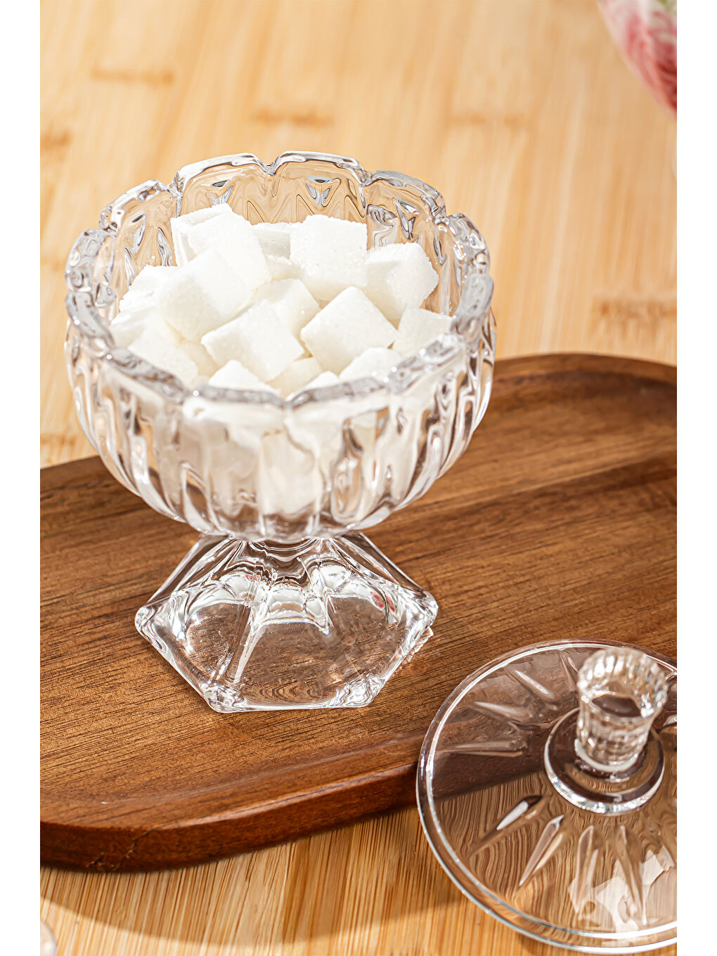 Renksiz Sur-31 Cam Ayaklı Şekerlik Sunumluk Lokumluk Kahve Yanı Drajelik 150 ml-2