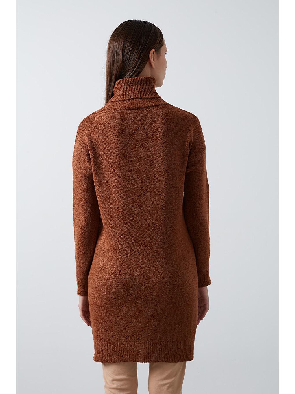 Kahverengi Balıkçı Yaka Uzun Kollu Triko Tunik 4614585-3