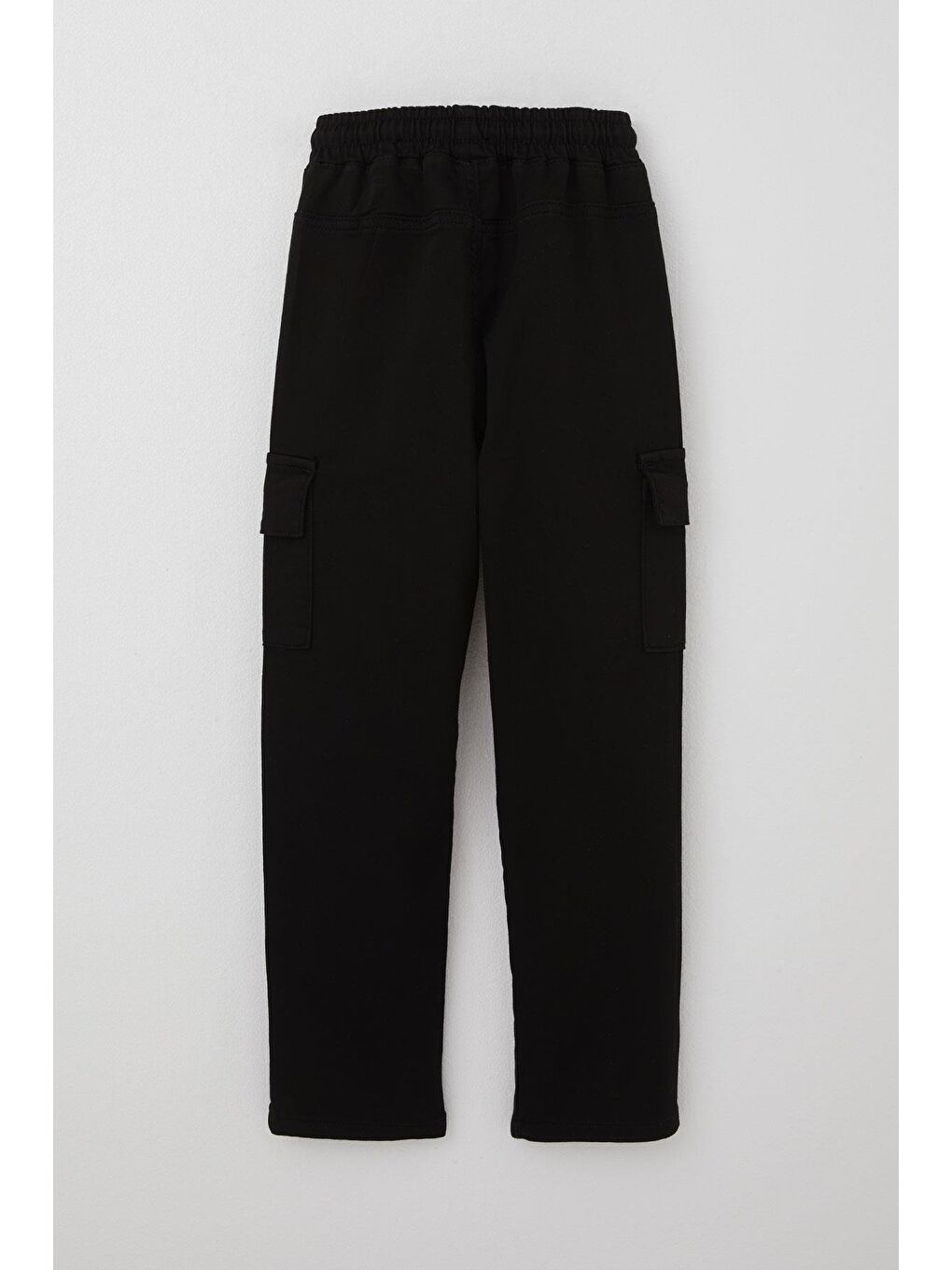 Erkek Çocuk Pantolon Kargo Cepli Beli Lastikli Siyah (6-10 Yaş)-1