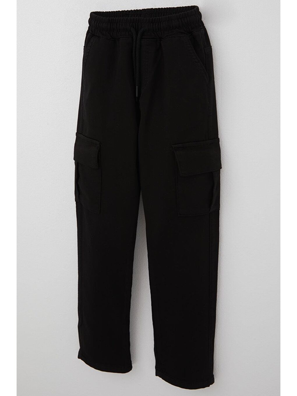 Erkek Çocuk Pantolon Kargo Cepli Beli Lastikli Siyah (6-10 Yaş)-2