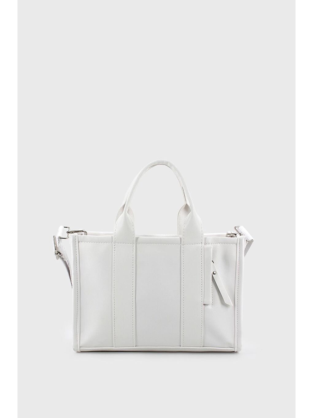 Beyaz Kadın Mini Tote Çanta