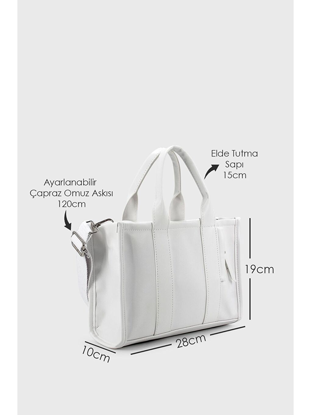 Beyaz Kadın Mini Tote Çanta-1