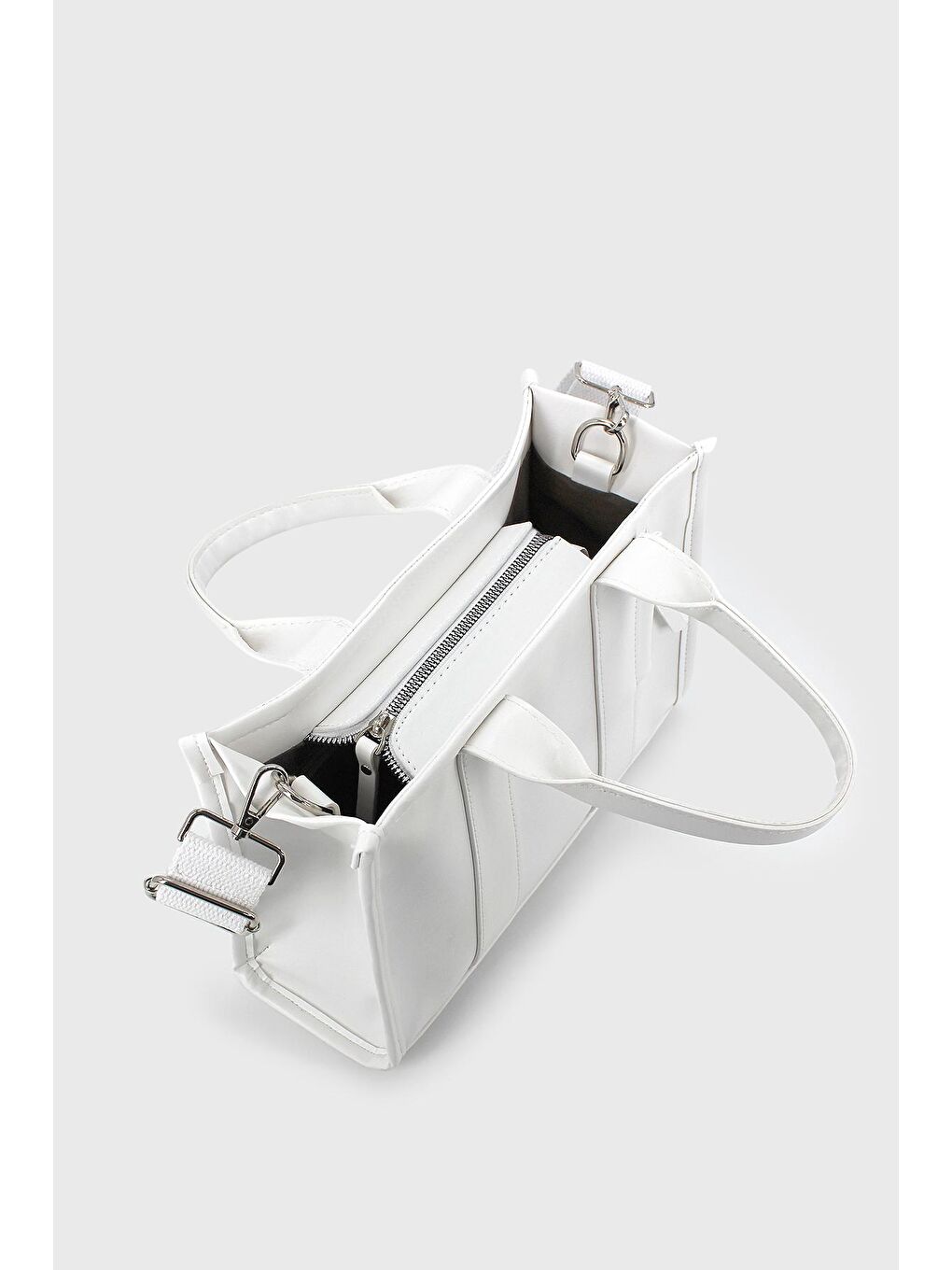 Beyaz Kadın Mini Tote Çanta-2