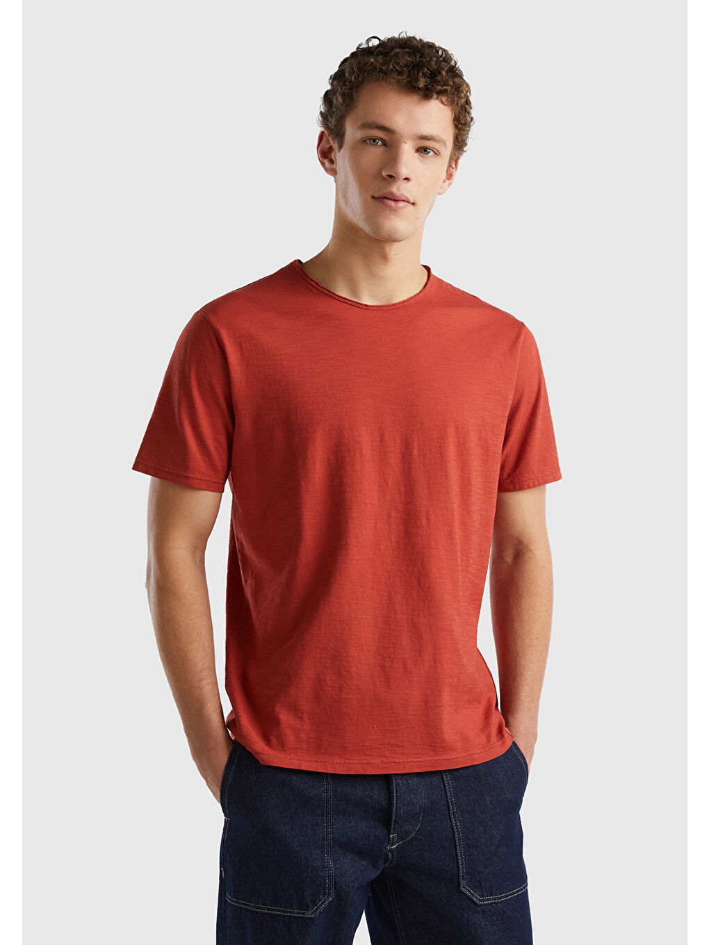 United Colors Of Benetton Erkek Bordo Bisiklet Yaka Slub T-shirt