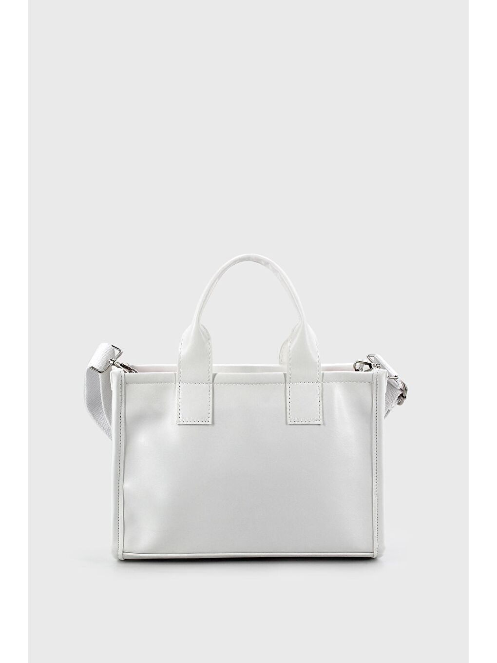 Beyaz Kadın Mini Tote Çanta-3