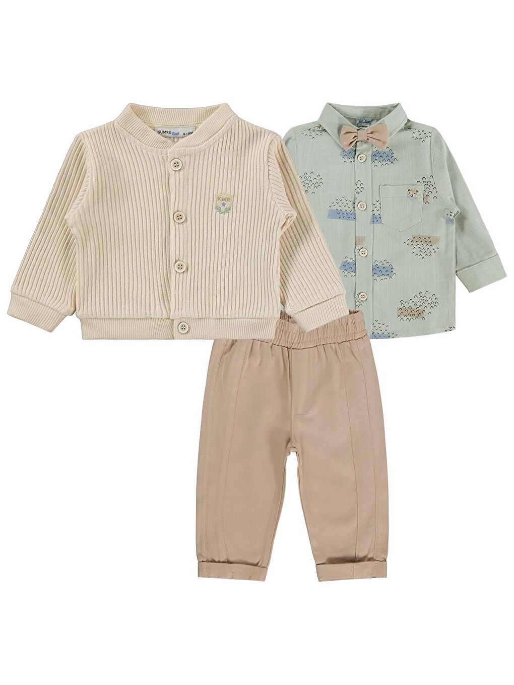 Papyonlu Hırka 3 Lü 6-18 Ay Takım - Yeşil 6-9 Ay