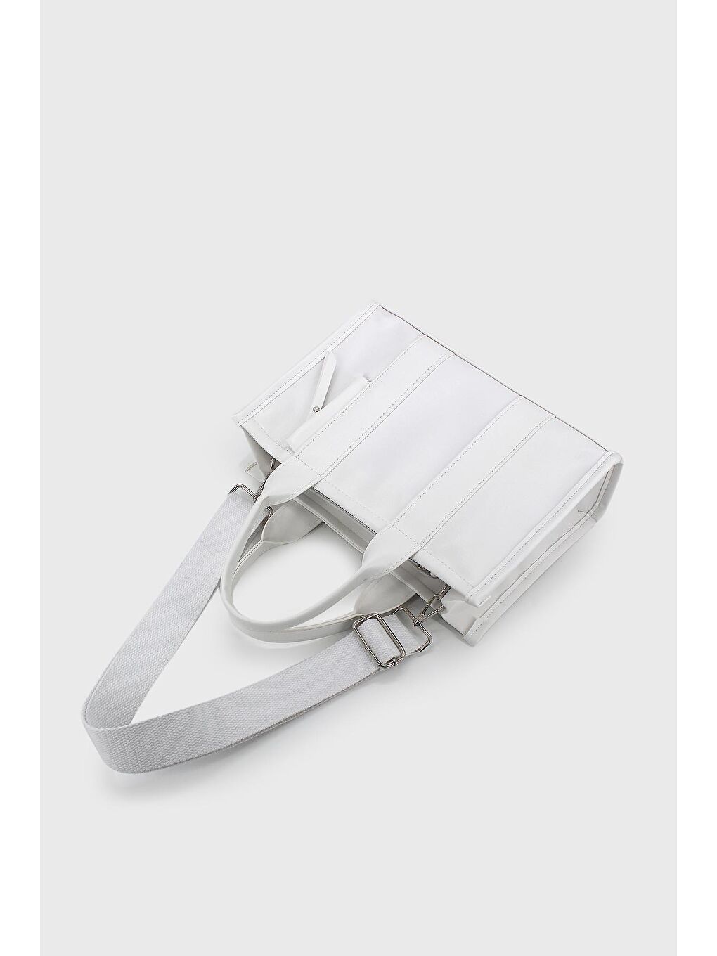 Beyaz Kadın Mini Tote Çanta-4