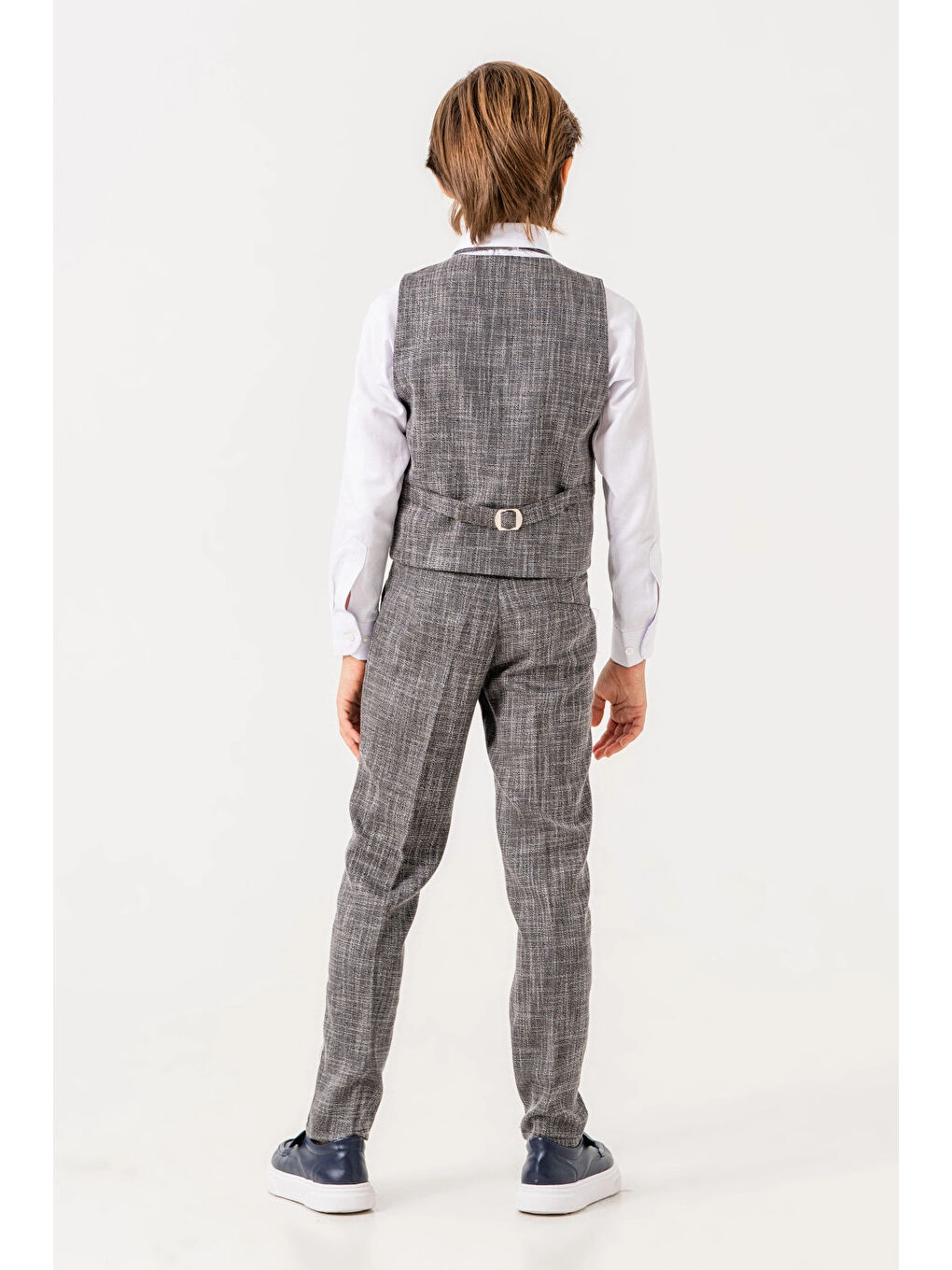 Gri Papyonlu Yelekli Takım Elbise 3054-4