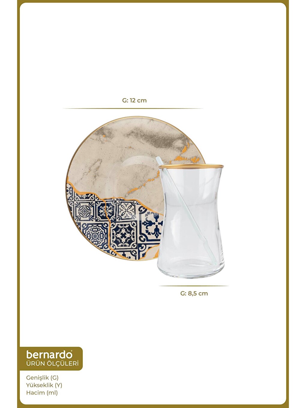 Gri Mozaik 12 Parça Çay Seti-1