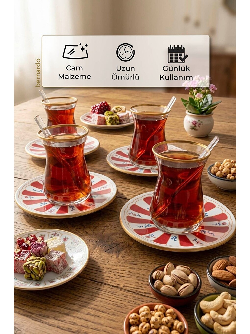 Beyaz Lal 12 Parça Çay Seti-4