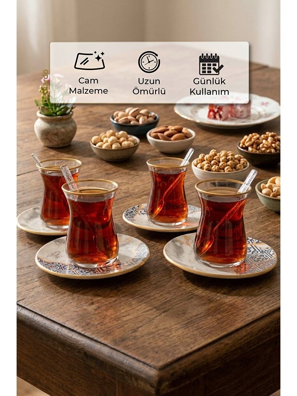 Gri Mozaik 12 Parça Çay Seti-5