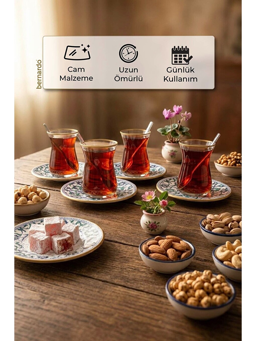 Mavi İznik 12 Parça Çay Seti-5