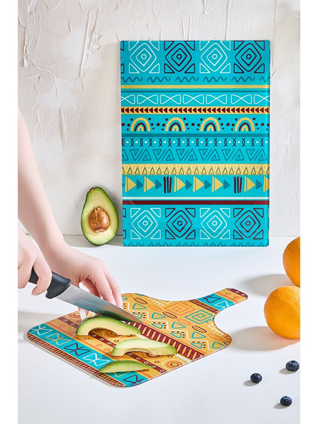 Karışık African 2'Li Cam Kesme Tahtası Seti - 25x35 - Isıya Dayanıklı Kırılmaz Kesme Tahtası-1