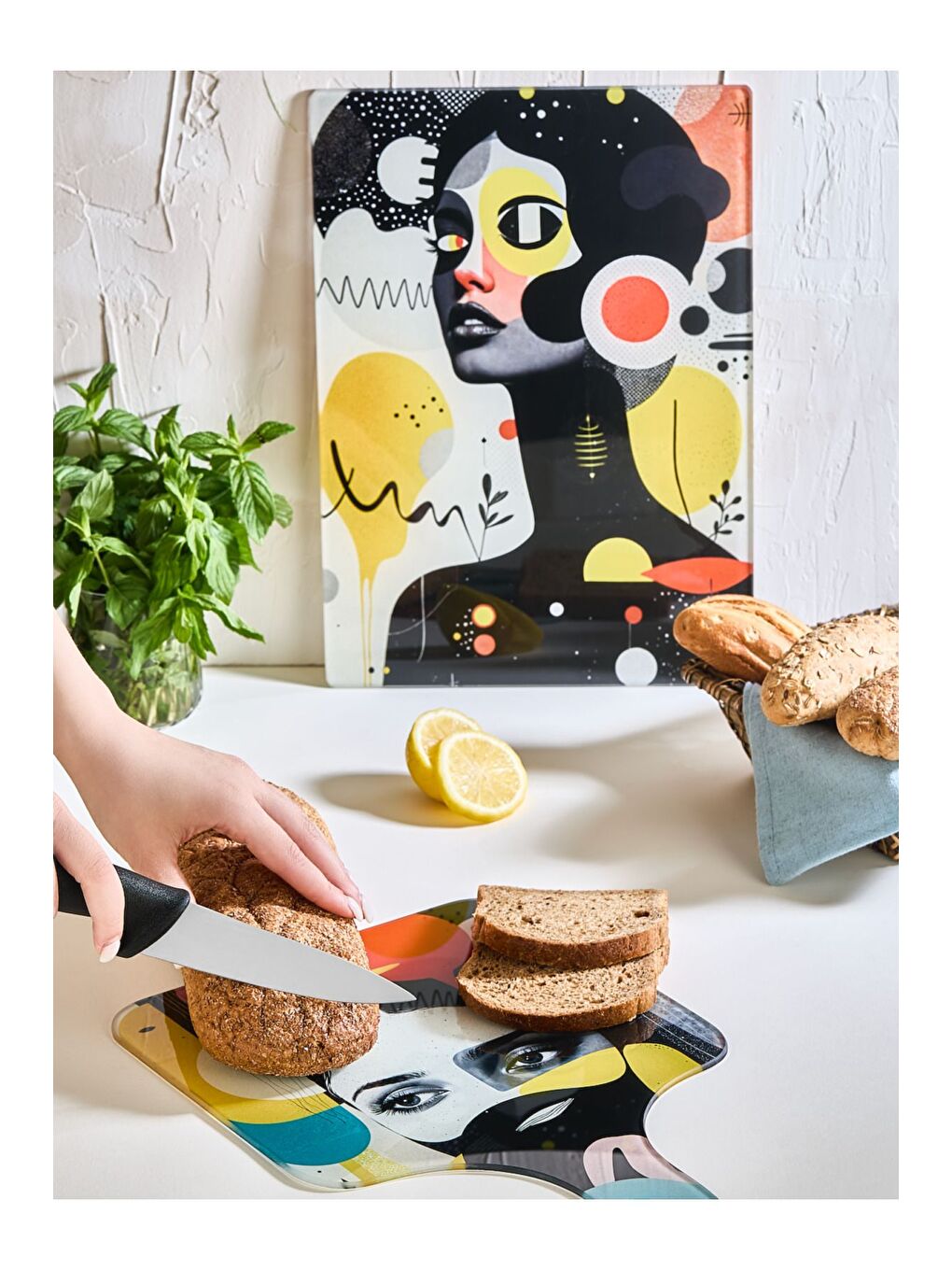 Karışık Future 2'Li Cam Kesme Tahtası Seti - 25x35 - Isıya Dayanıklı Kırılmaz Kesme Tahtası-1