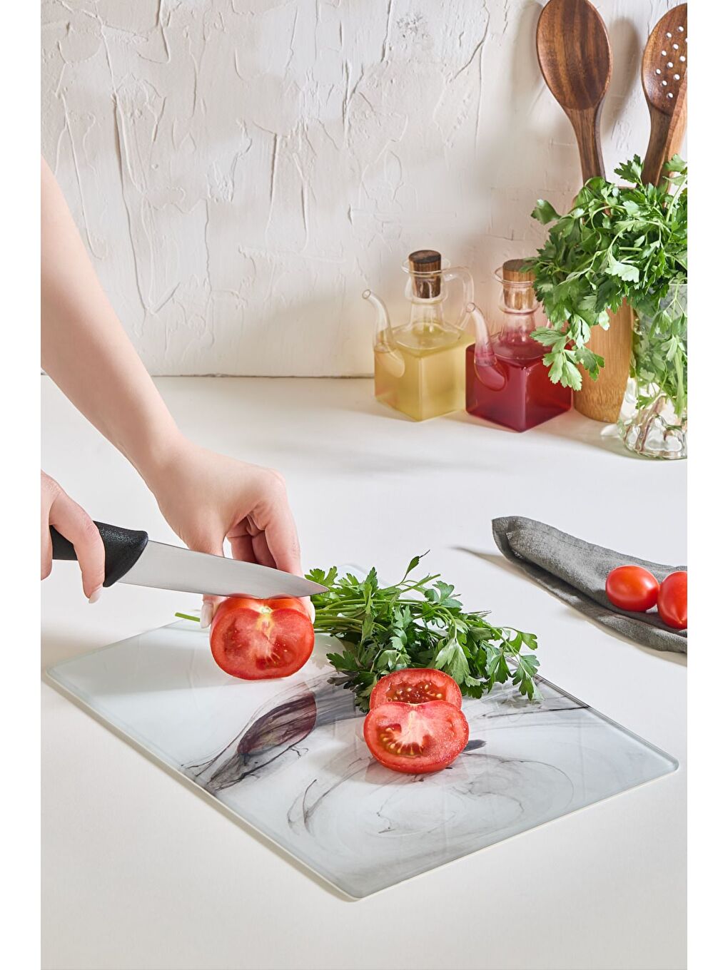 Karışık Marble Cam Kesme Tahtası - 25x35 - Isıya Dayanıklı Kırılmaz Kesme Tahtası-1