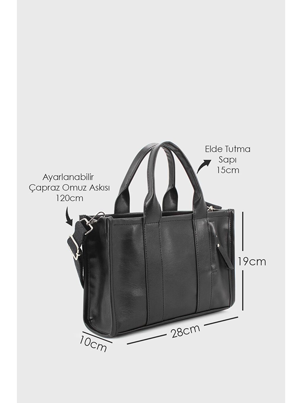 Luna Blu Siyah Kadın Mini Tote Çanta - 1