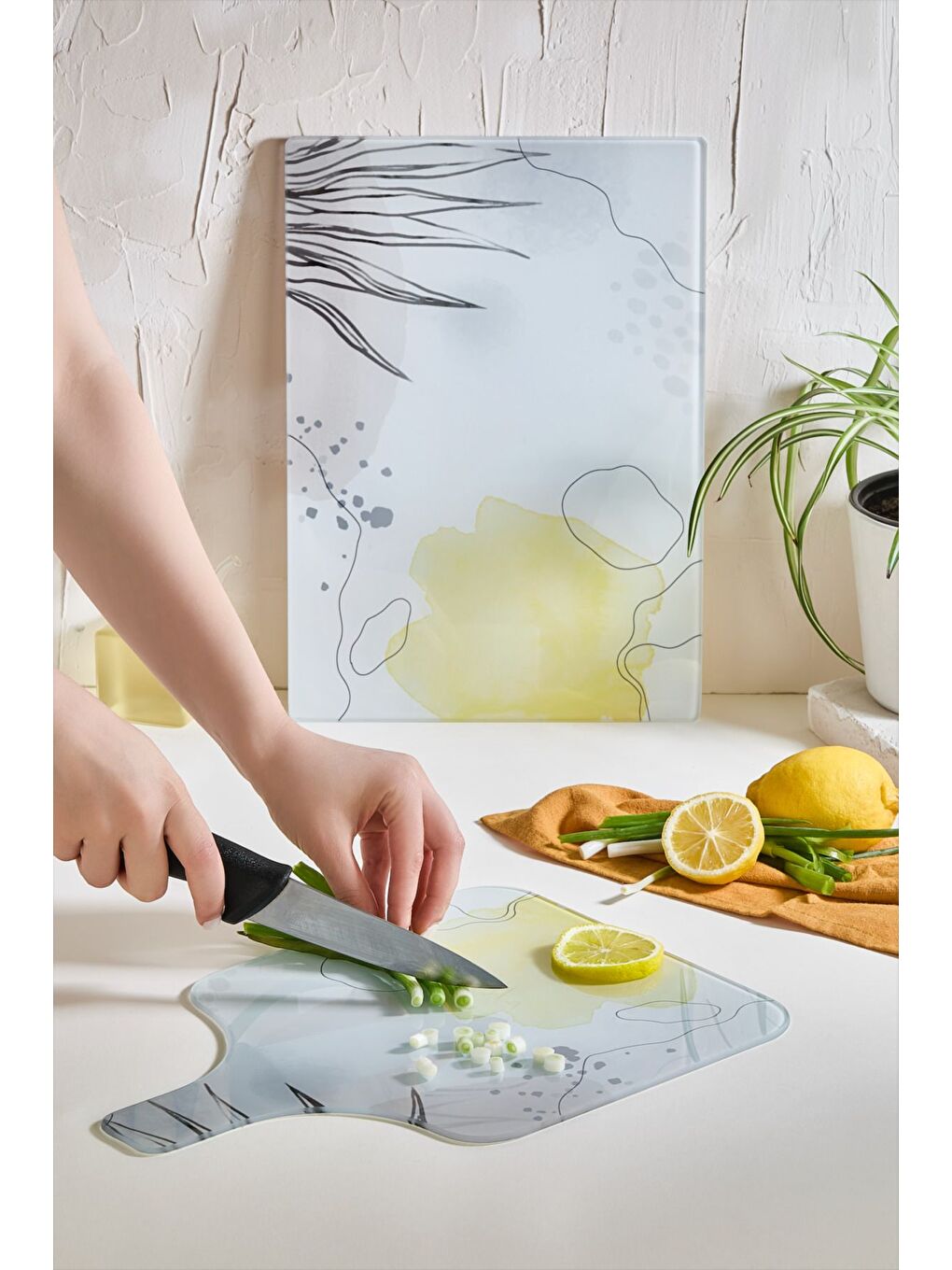 Karışık Bohemian 2'Li Cam Kesme Tahtası Seti - 25x35 - Isıya Dayanıklı Kırılmaz Kesme Tahtası-1