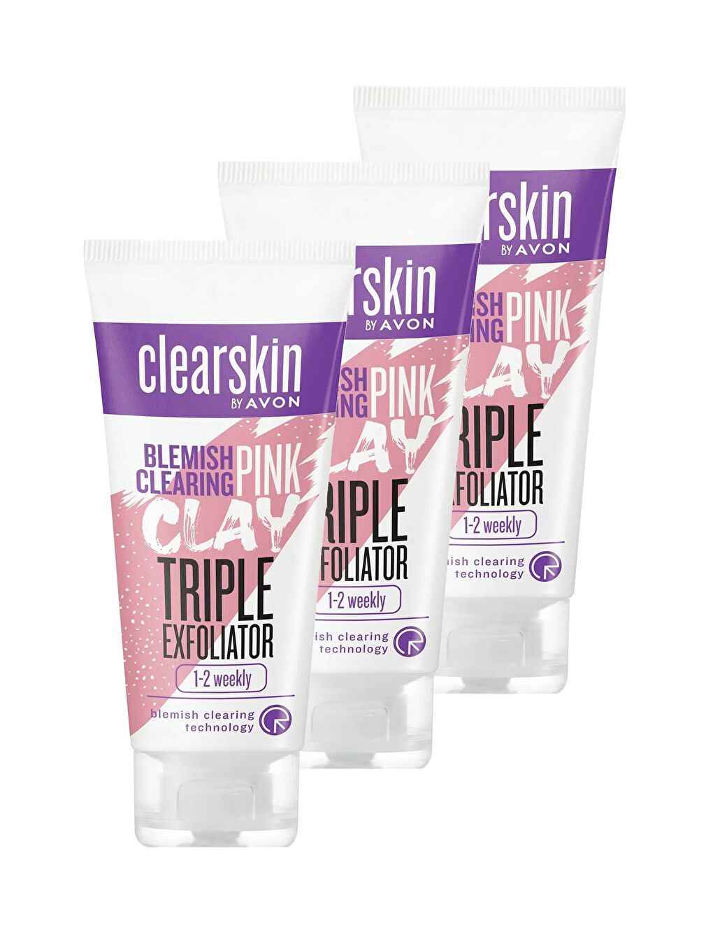 AVON Renksiz Clearskin Leke Karşıtı 3'ü 1 Arada Pembe Kil Scrub 75 Ml. Üçlü Set