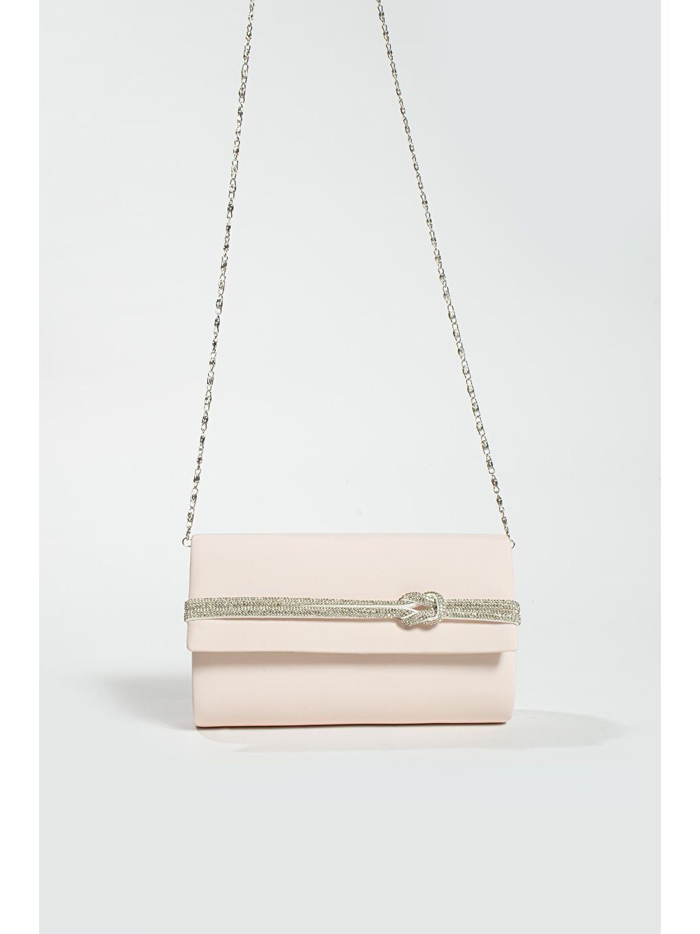 Pembe Taşlı Düğüm Biye Silindir Kadın Abiye Gece Çantası BAG525-23-3