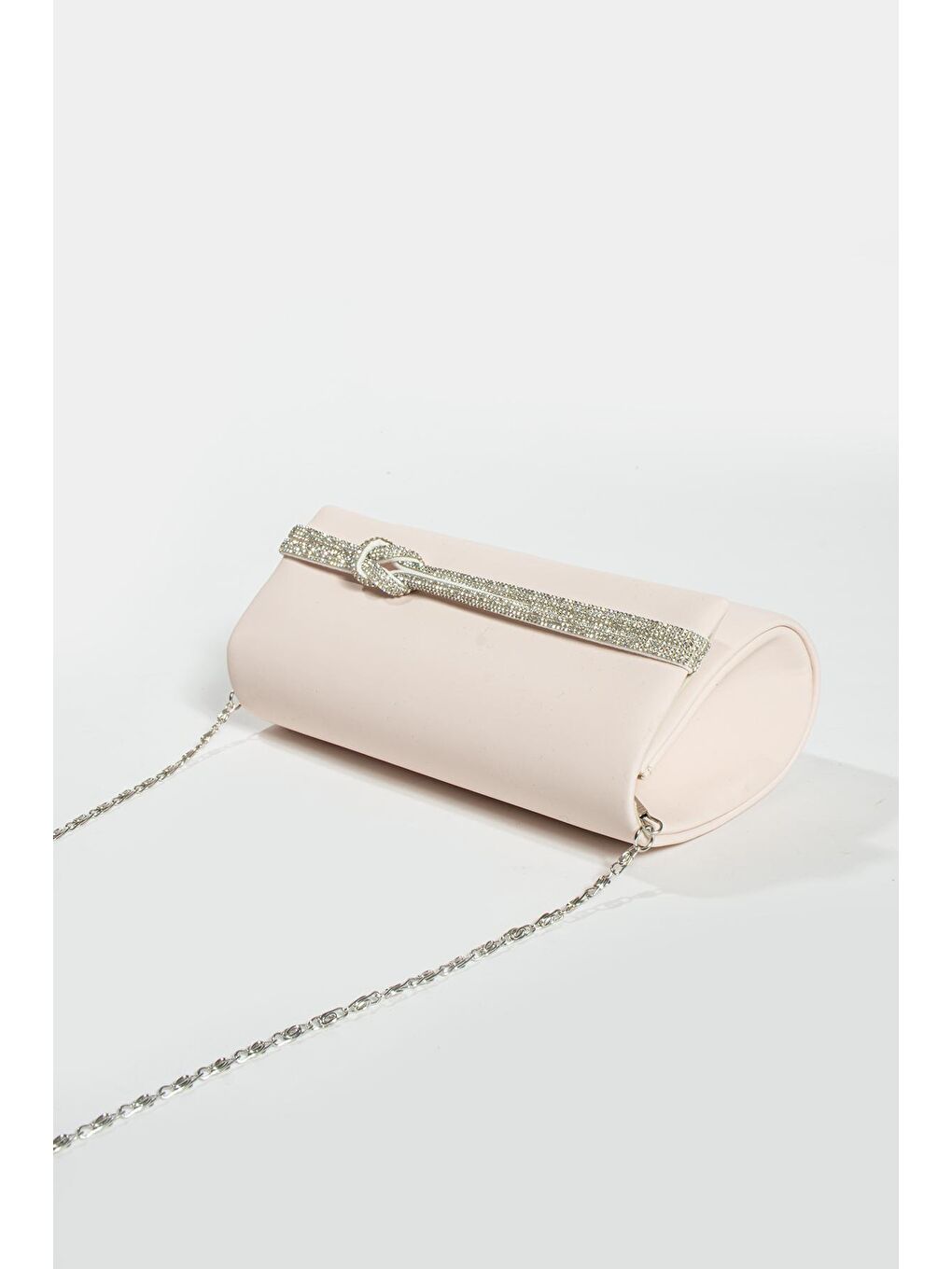 Pembe Taşlı Düğüm Biye Silindir Kadın Abiye Gece Çantası BAG525-23-4