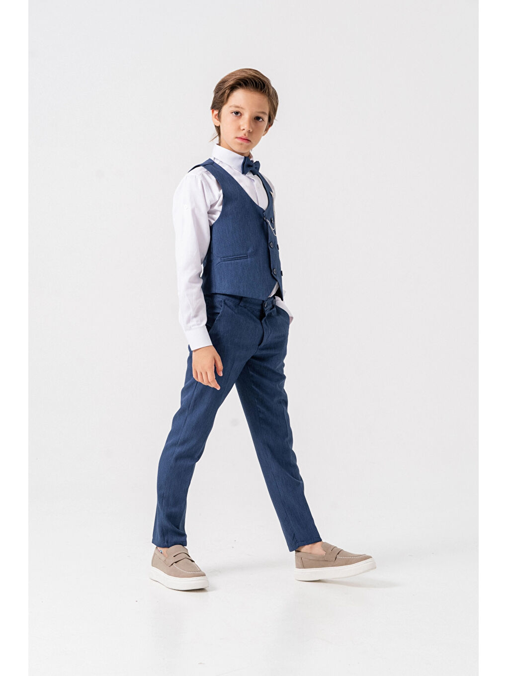 Lacivert Papyonlu Yelekli Takım Elbise 3061-2