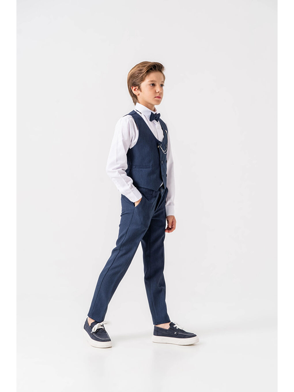 Lacivert Papyonlu Yelekli Takım Elbise 3061-3