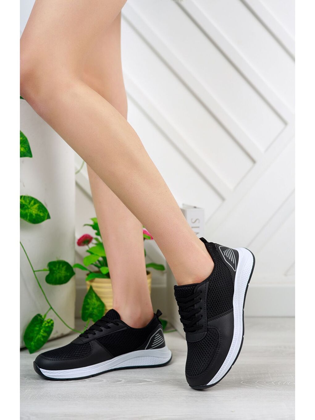Siyah Kadın Fileli Sneaker Günlük Ayakkabı