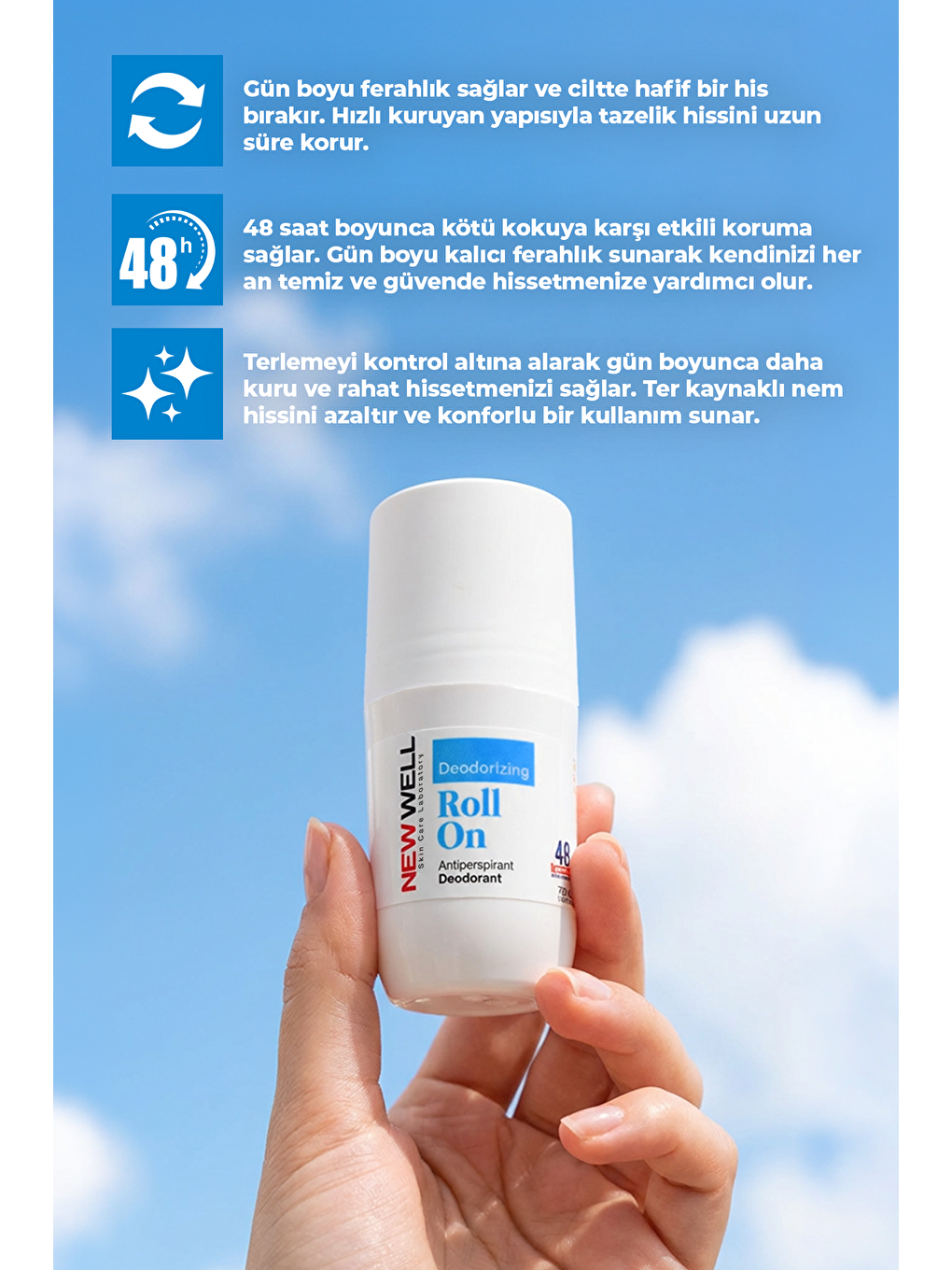 Deodorizing Roll On Terleme Önleyici Koltuk Altı Roll On (Mavi) 75 ML-2