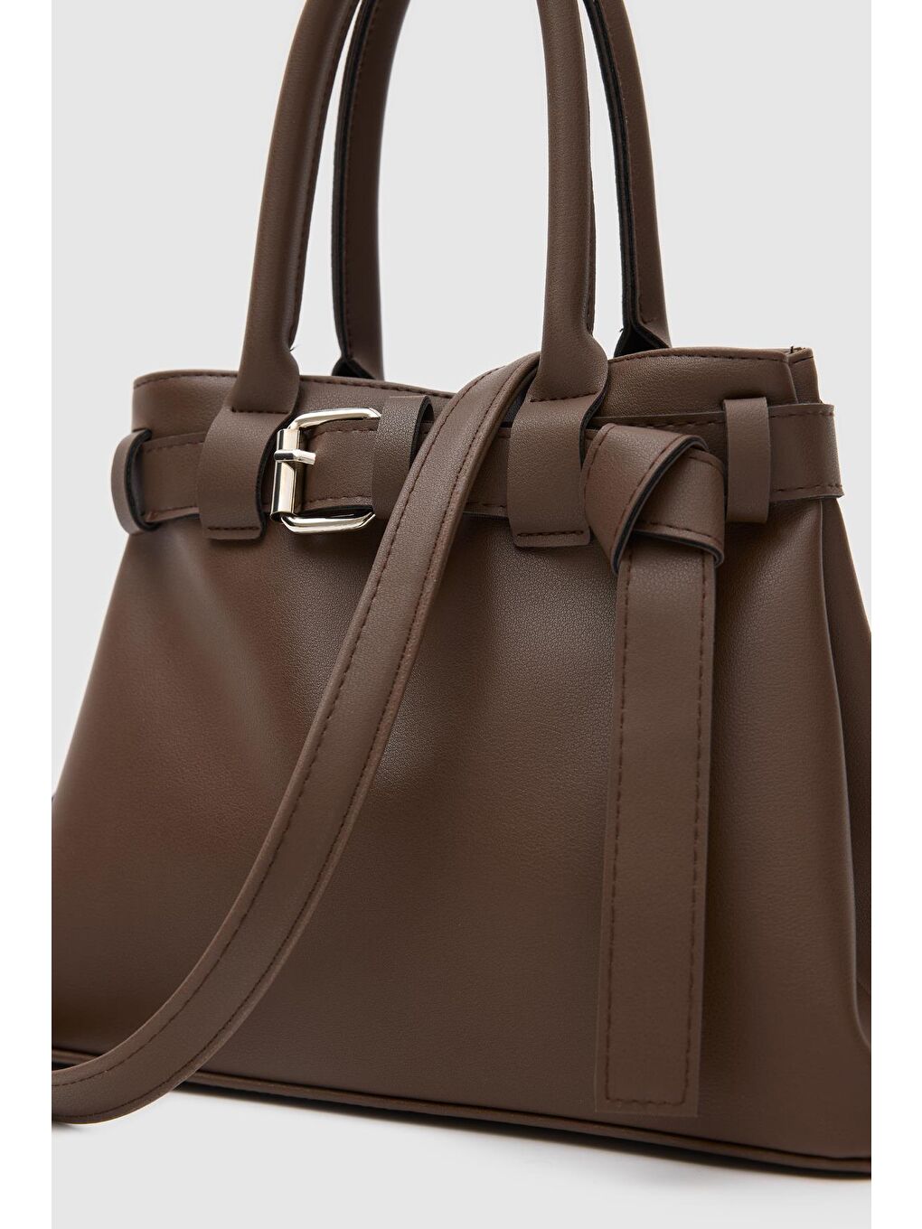 Tess Tokalı El Ve Omuz Çantası Kahverengi-6