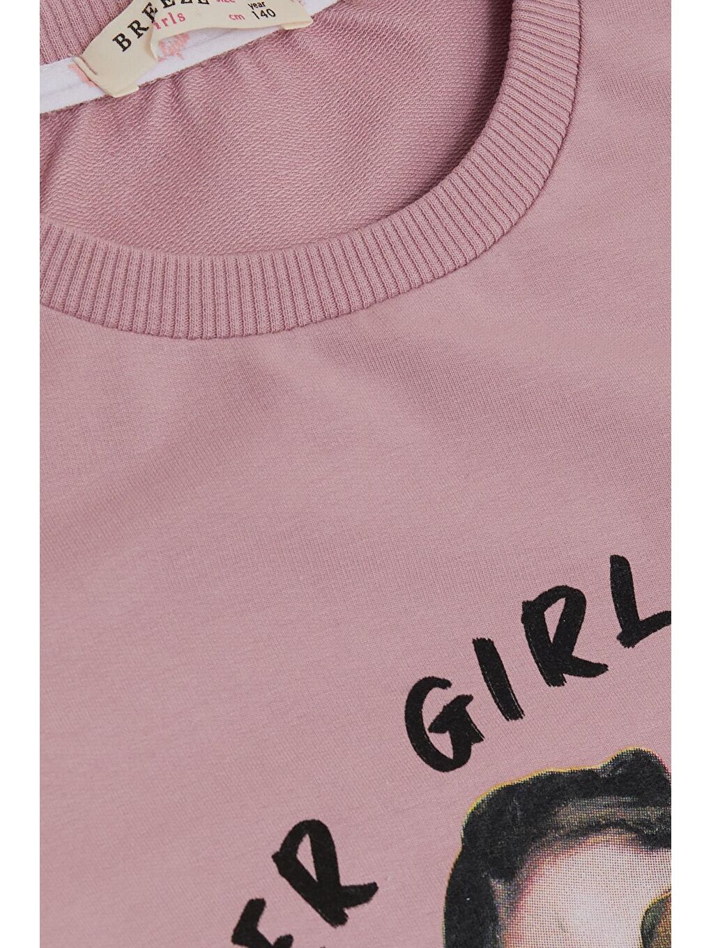 Pembe Kız Çocuk Sweatshirt Harika Kız Yazı Baskılı Çiçekli Gülkurusu (9-10 Yaş)-2