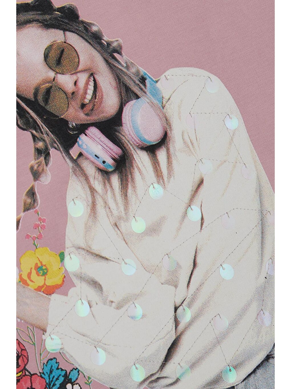 Pembe Kız Çocuk Sweatshirt Harika Kız Yazı Baskılı Çiçekli Gülkurusu (9-10 Yaş)-3