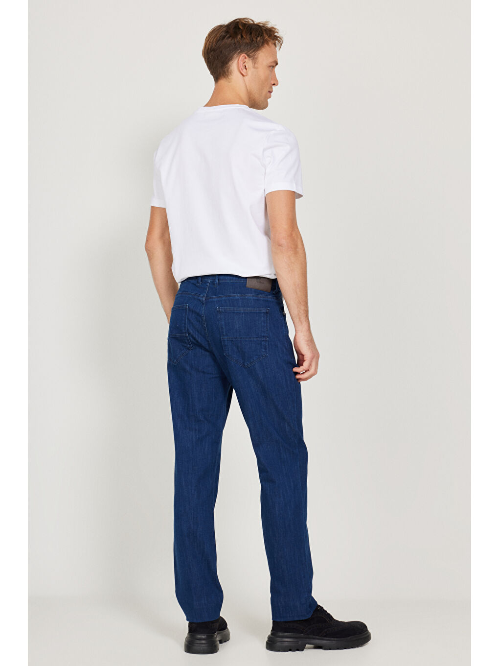 Erkek Mavi Slim Fit Dar Kesim 5 Cep Pamuklu Denim Jean Pantolon-5