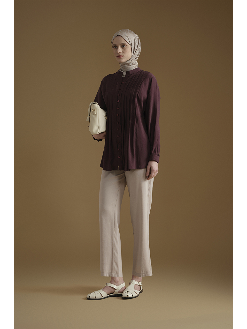 Nervür Detaylı Tunik Bordo-1