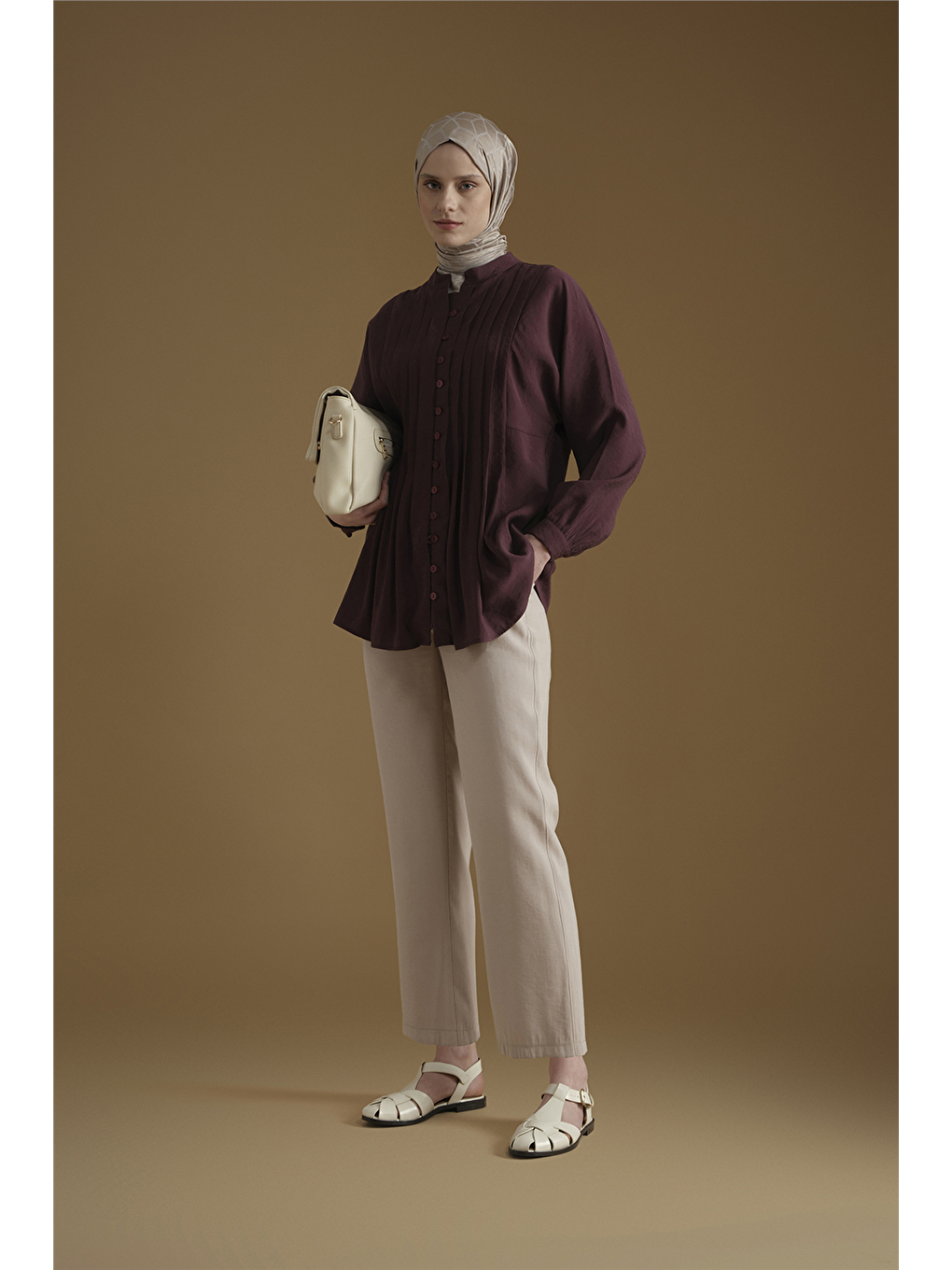 Nervür Detaylı Tunik Bordo-2