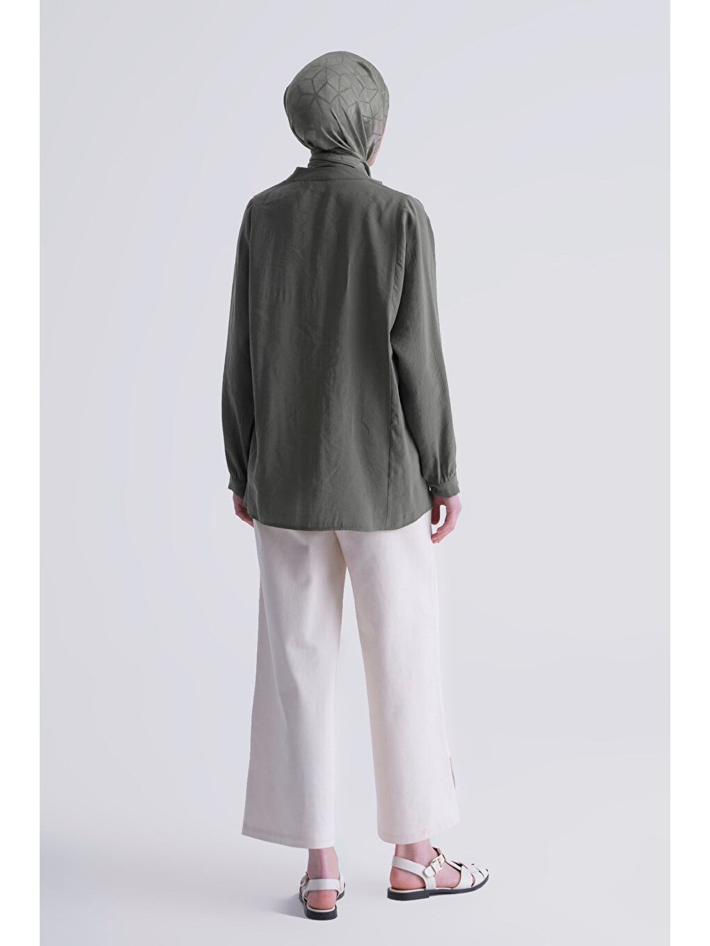 Nervür Detaylı Tunik Küf Yeşili-4