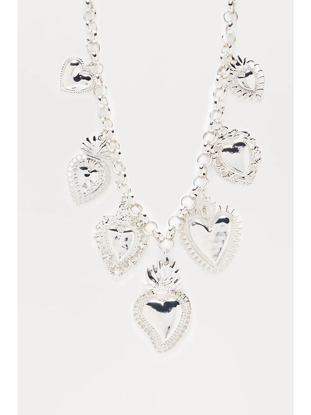 Gri Deli Aşıklar Bol Kalpli Kadın kolye