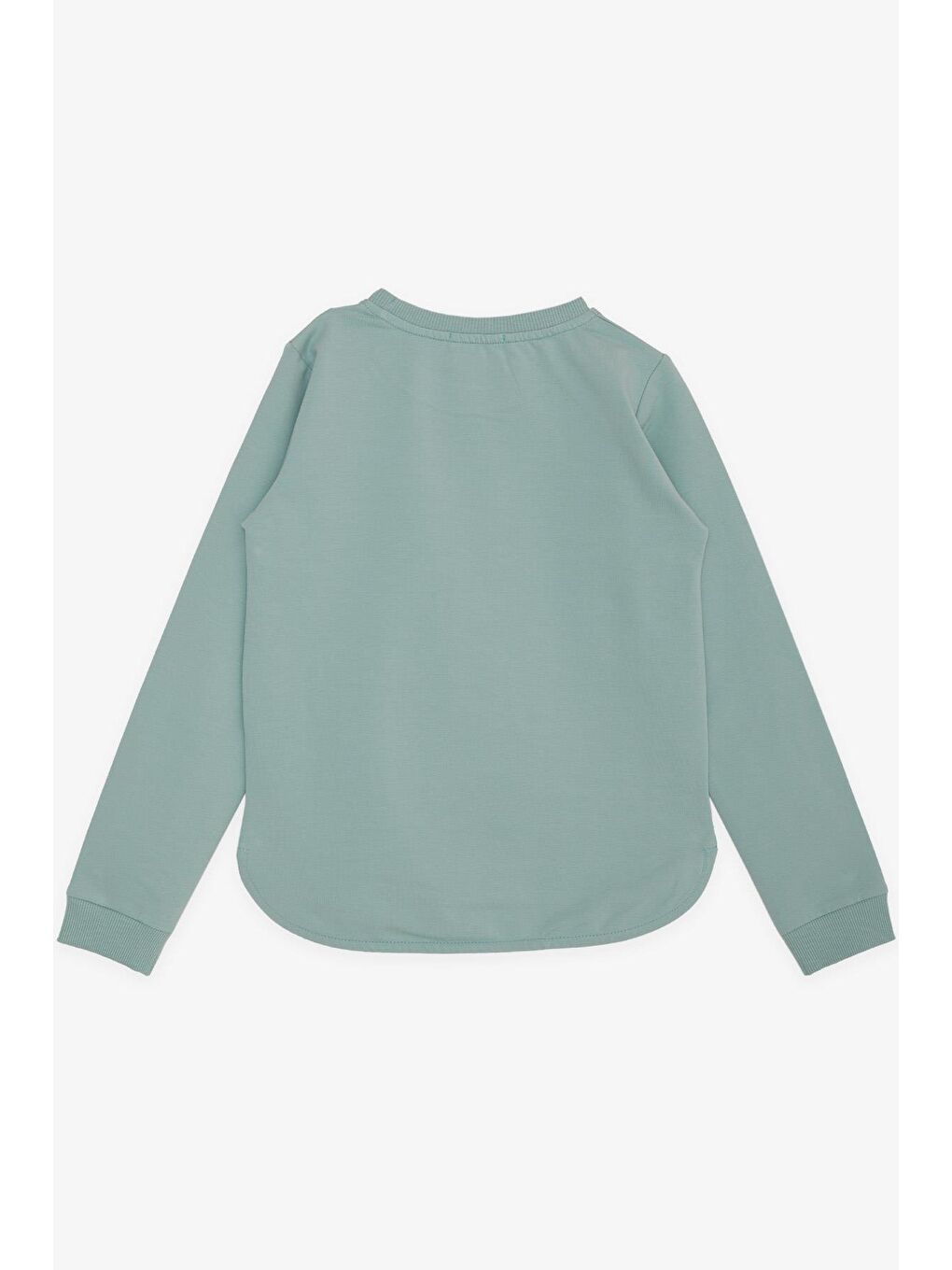 Turkuaz Kız Çocuk Sweatshirt Harika Kız Yazı Baskılı Çiçekli Su Yeşili (9-10 Yaş)-1