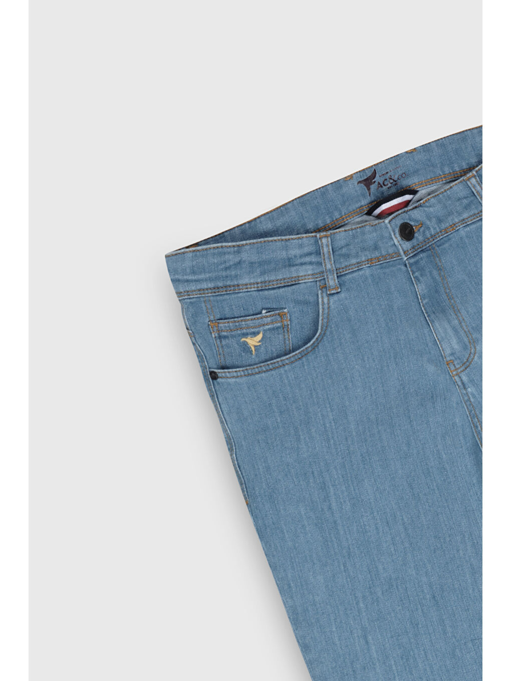 Erkek Açık Mavi Slim Fit Dar Kesim 5 Cep Pamuklu Denim Jean Pantolon-2