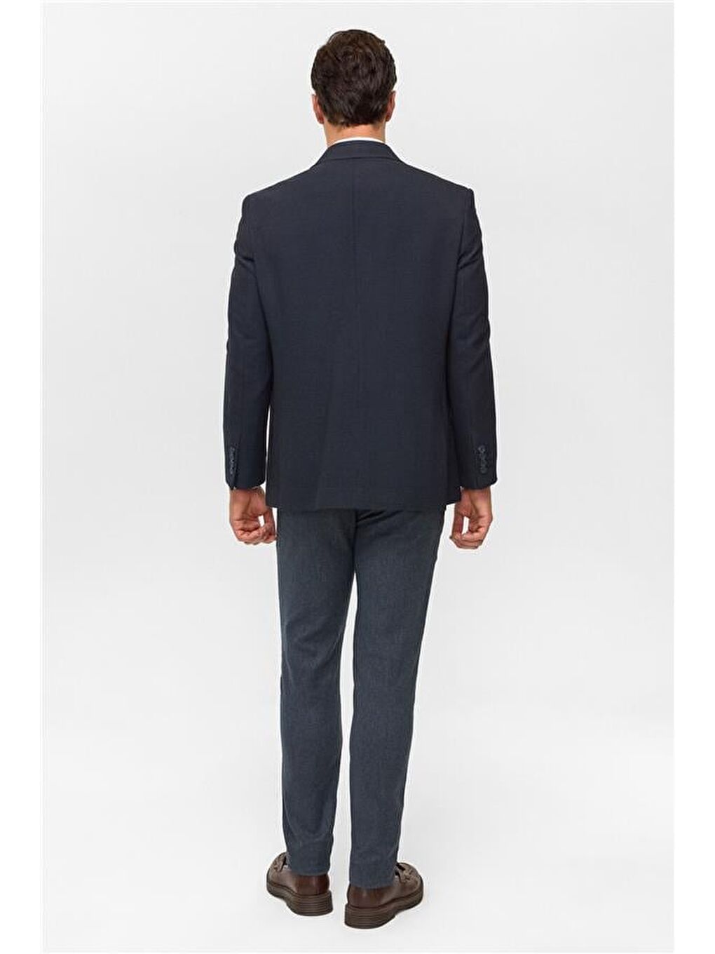 Lacivert Regular Desenli Mono Yaka 4 Drop Blazer Ceket-6