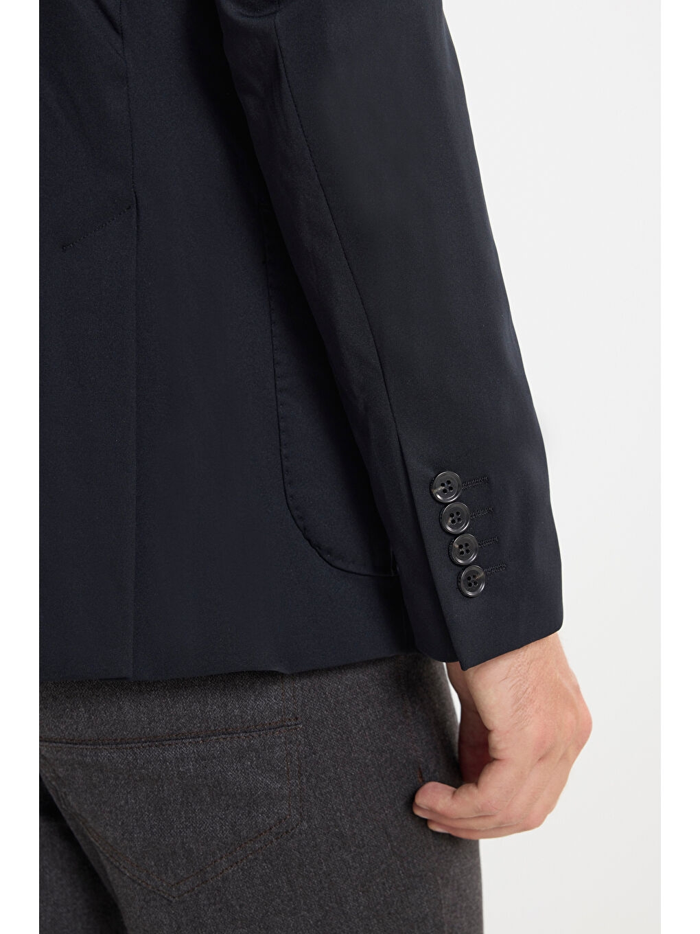 Erkek Siyah Slim Fit Dar Kesim Mono Yaka Cepli Ceket-4