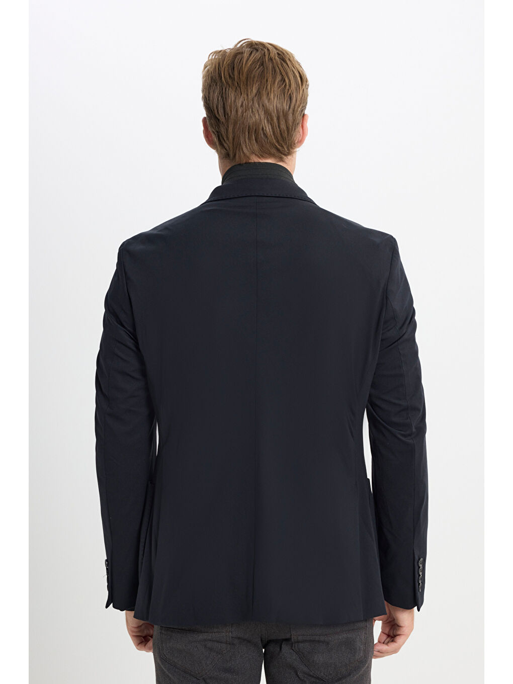 Erkek Siyah Slim Fit Dar Kesim Mono Yaka Cepli Ceket-5