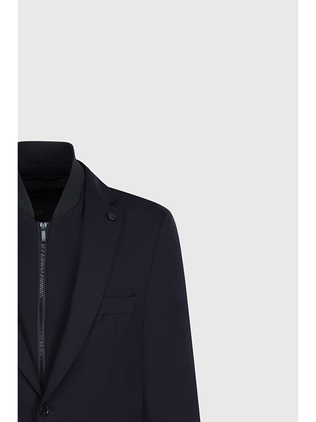 Erkek Siyah Slim Fit Dar Kesim Mono Yaka Cepli Ceket-7