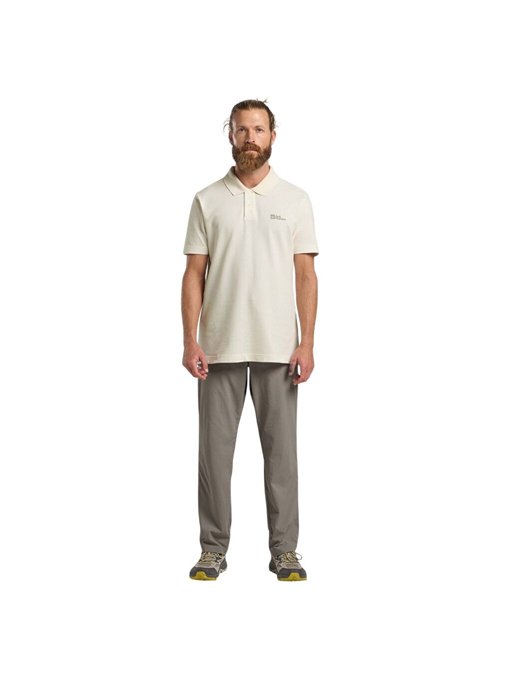 Beyaz Polo Yaka Kısa Kollu Tişört-1