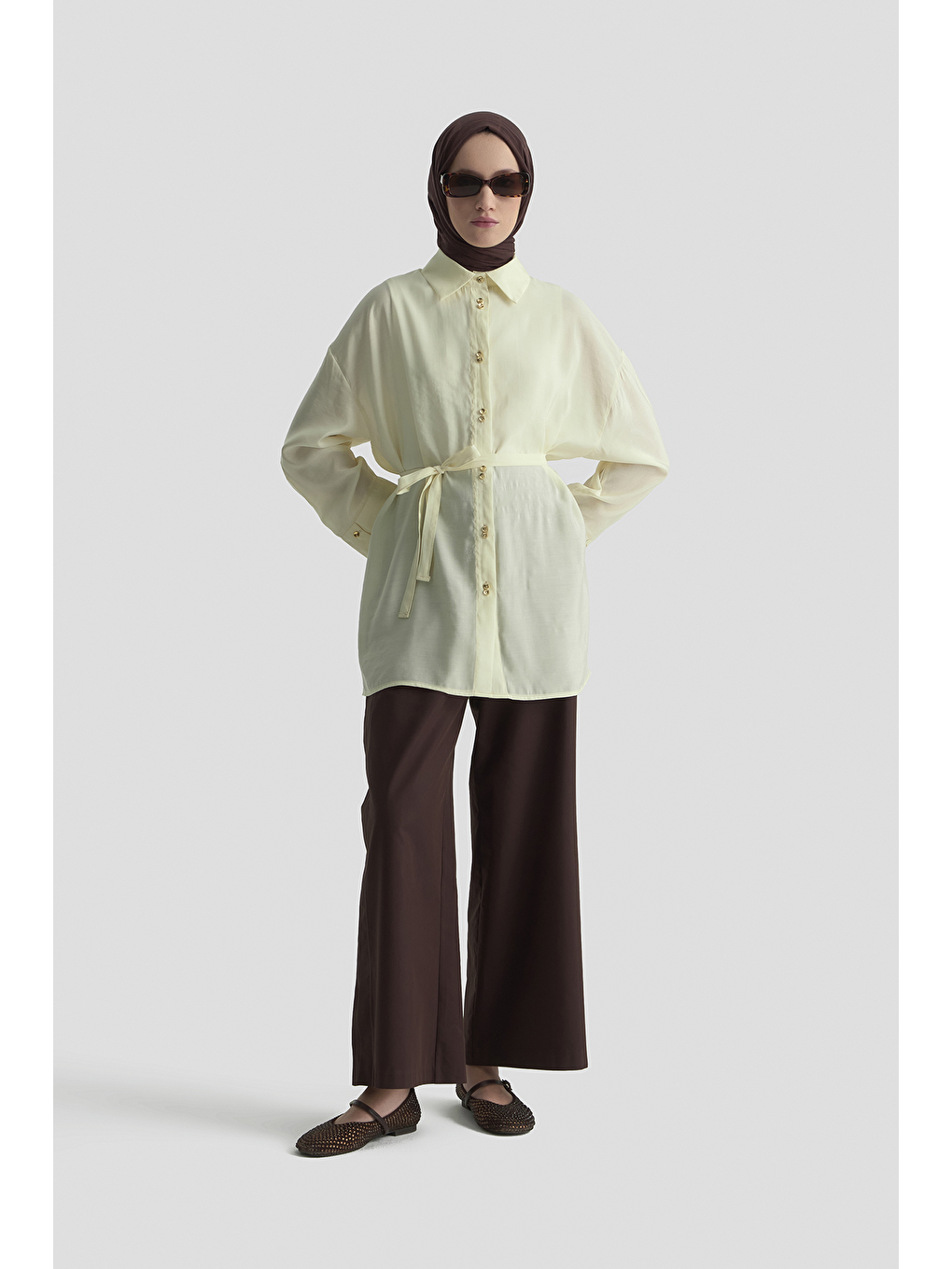 Kemer Detaylı Tunik Açık Sarı-1