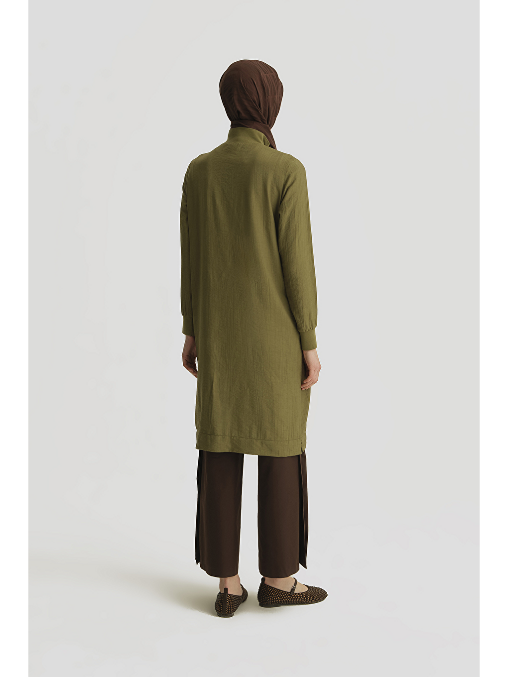 Fermuarlı Uzun Tunik Haki-4