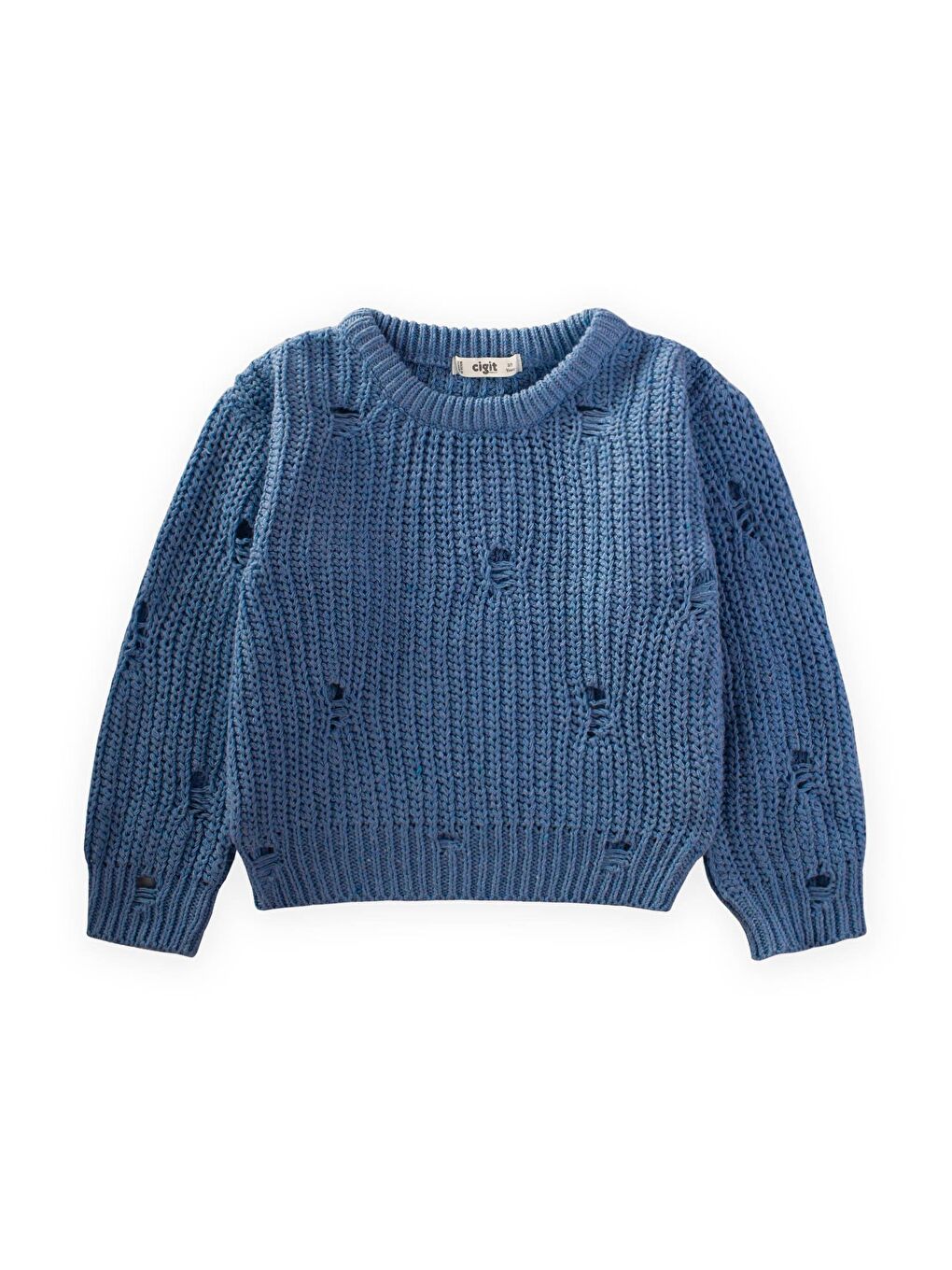CİGİT Indigo Selanik Triko Kazak 2-8 Yaş İndigo Mavi