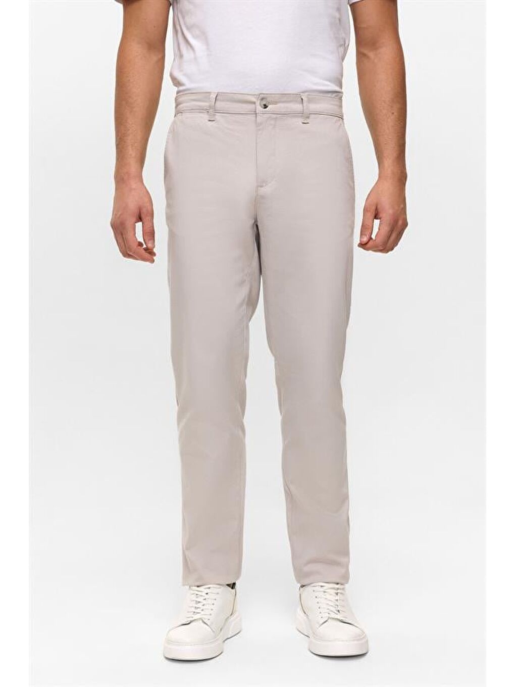 Bej Taş Regular Armürlü Pantolon-1