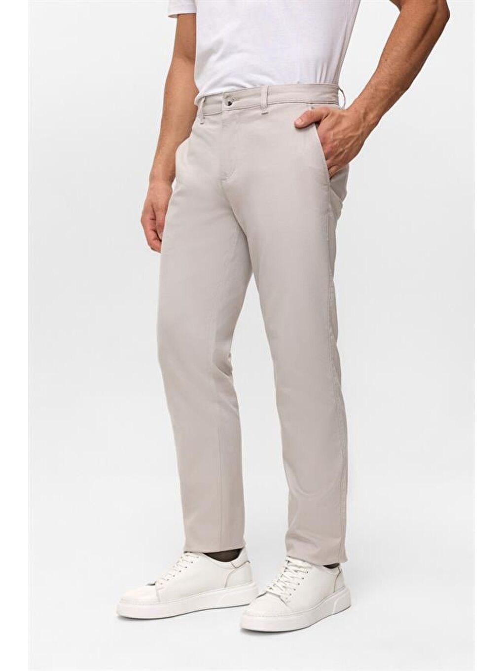Bej Taş Regular Armürlü Pantolon-2